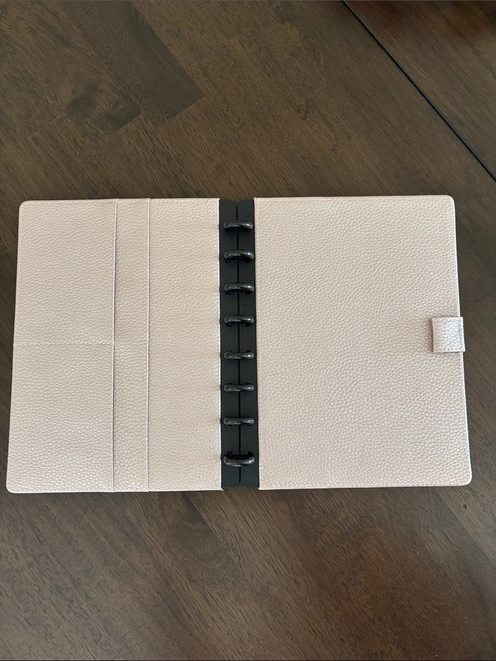 TUL Half Letter / Junior Size Disc Planner Cover Pebbled Light Rose Gold Leather